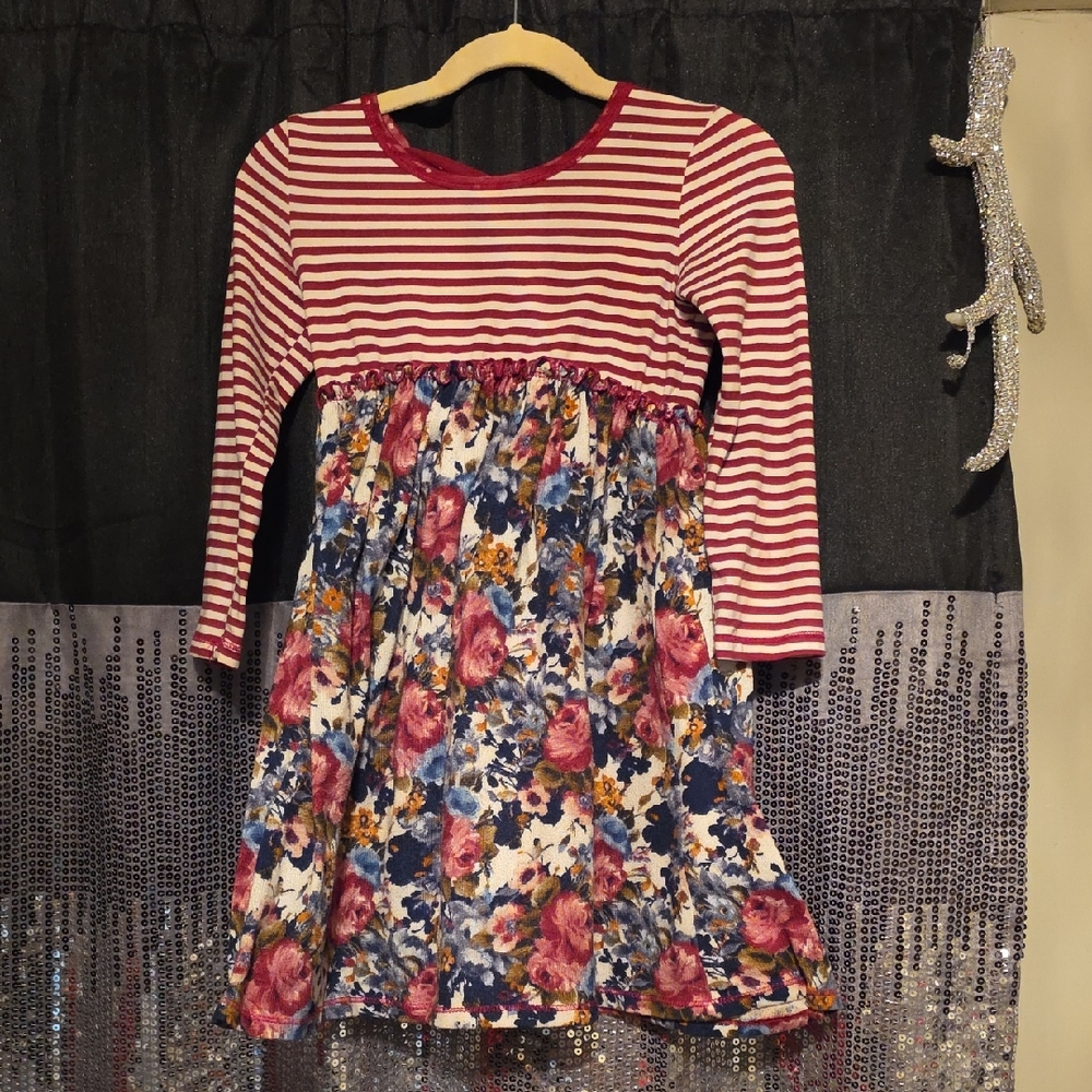 ⭐️Charming Striped and Floral Kids Dress